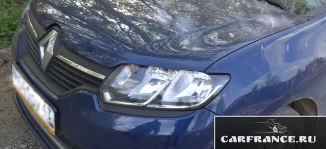 Блок-фара спереди на Рено Логан