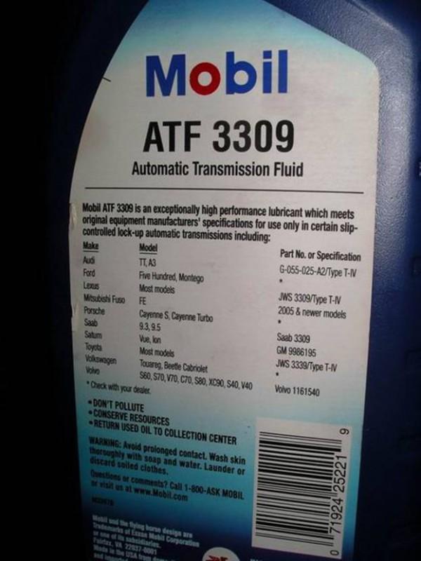 Трансмиссионная жидкость Mobil ATF 3309 Трансмиссионная жидкость Mobil ATF 3309