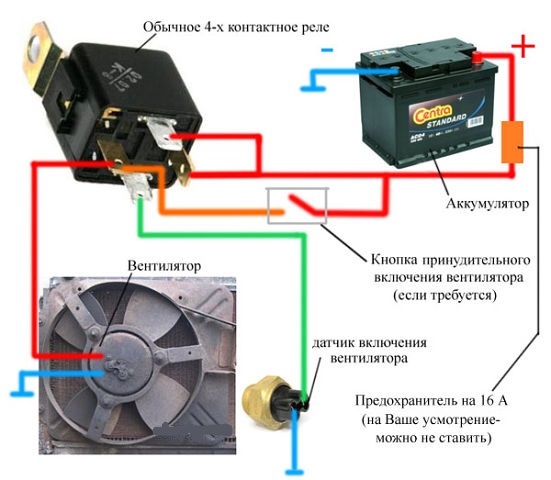 Схема подключения датчика в системе охлаждения Схема подключения датчика в системе охлаждения