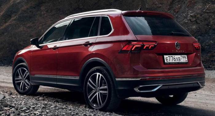 Вид Volkswagen Tiguan сзади Кроссовер Volkswagen Tiguan сзади